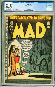 MAD #1 (1952) CGC 5.5! OW Pages! 1st satire comic!