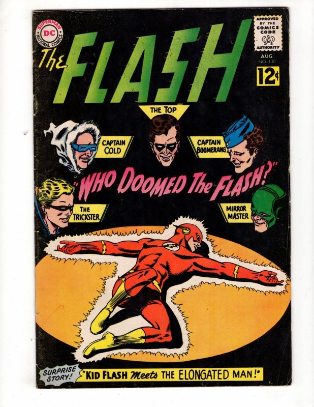 The Flash #130 (1962) 1st App GAUNTLET of SUPER-VILLAINS!  / ID#254