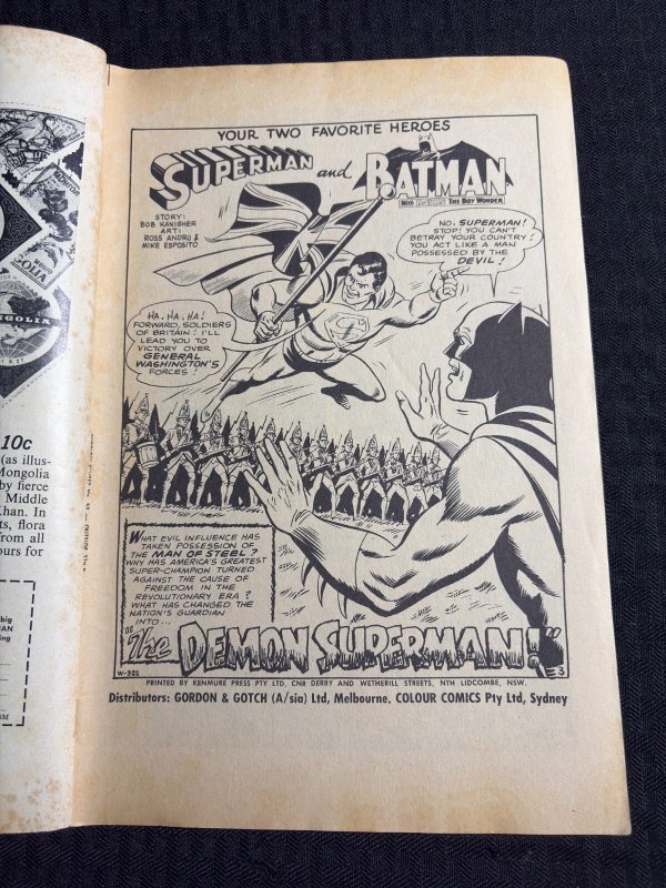 Vintage WORLD'S FINEST Australian Comic #58 VG 4.0 Superman / Batman