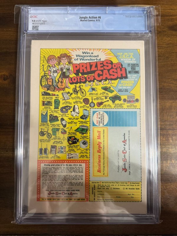 Jungle Action #6 (1973) CGC 9.0