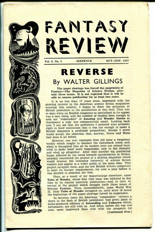 Fantasy Review #5 1947-elusive- British-pulp sci-fi fanzine-rare-VG