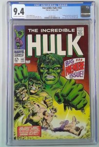 INCREDIBLE HULK (1962) #102 CGC 9.4 (SLAB GRADE)