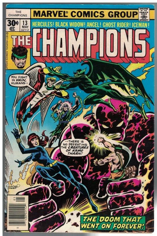 CHAMPIONS 13 VG+ May 1977 Hercules, Black Widow, Angel