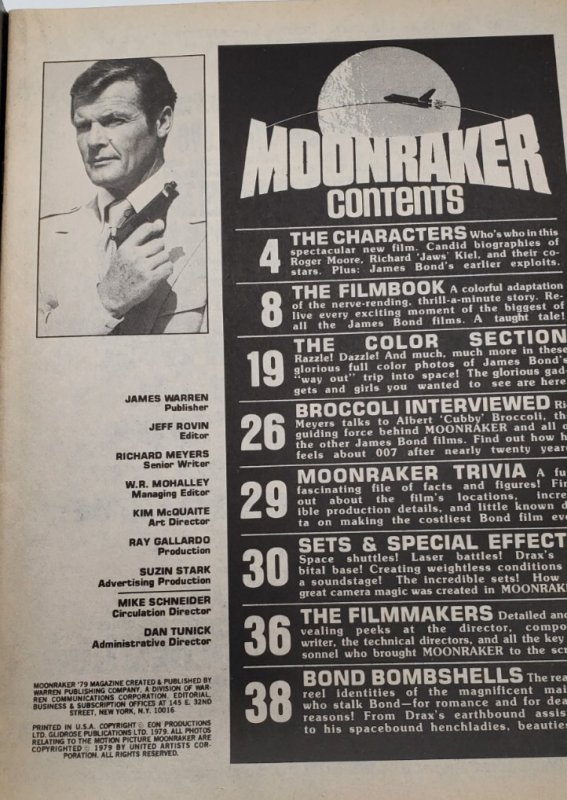 Warren Presents: Moonraker (OCT 1979) James Bond 007 Roger Moore VF/NM