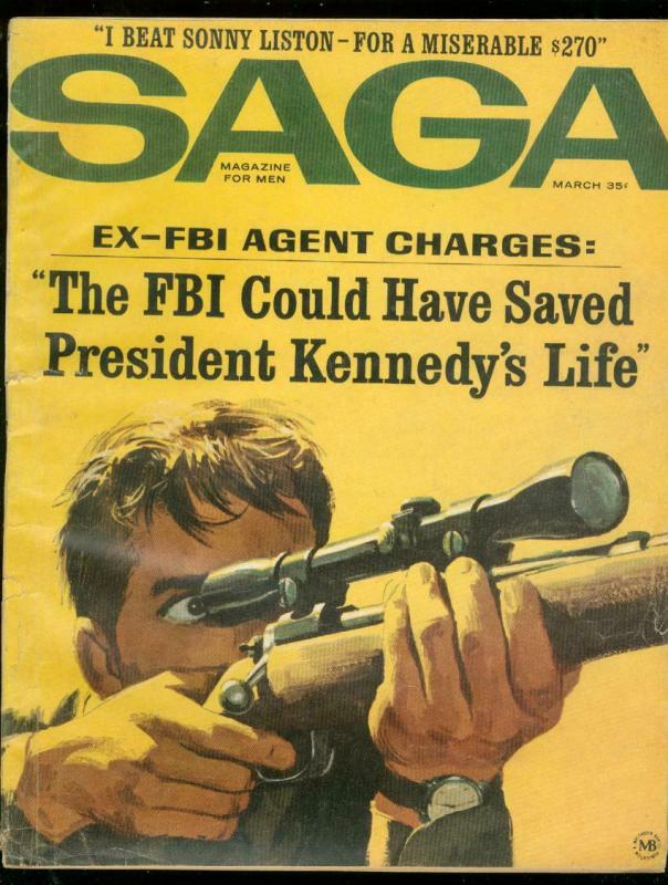 SAGA MAGAZINE MARCH 1964-KENNEDY SNIPER COVER-LISTON VG