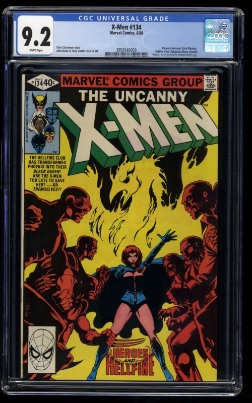 X-Men #134 CGC NM- 9.2 White Pages 1st Dark Phoenix! Hellfire Club!