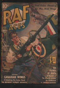 RAF Aces-Summer 1941-Rudolph Belarski machine gun plane crash pulp cover art-...