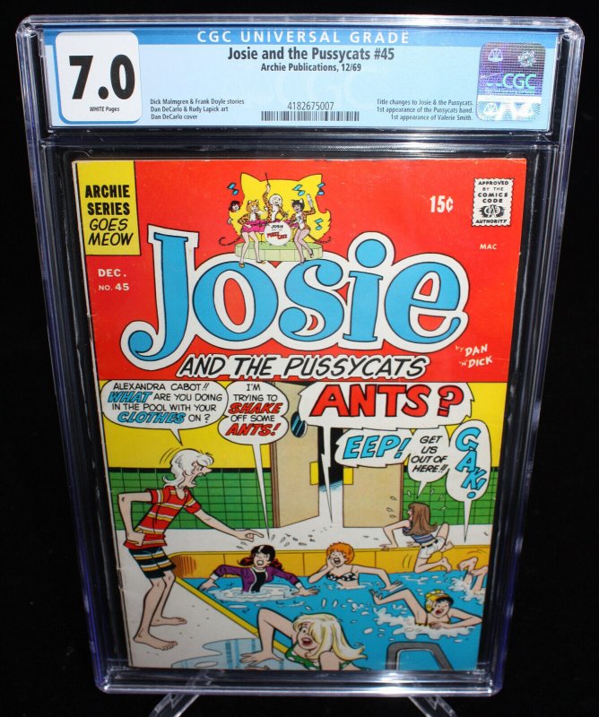 Josie and the Pussycats #45 (CGC 7.0) 1st App. of the Pussycats Band - 1969