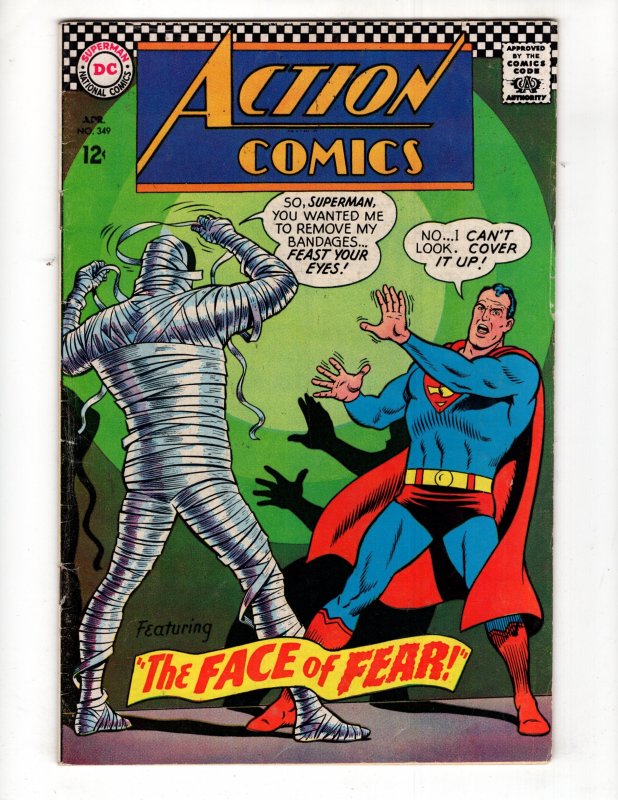Action Comics #349 (1967)  THE FACE OF FEAR! Classic Siver Age DC !!! / ID#722