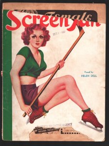 MAG: Real Screen Fun 1/1938-Hockey Girl pin-up cover-Cheesecake pix, swimsuit...