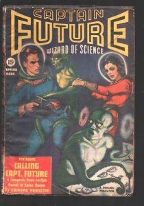 Captain Future#2 Spring 1940-Alien fight cover-Calling Captain Future by Ed...