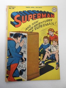 Superman #39 (1946) GD/VG Condition 1 1/2 in cumulative spine split