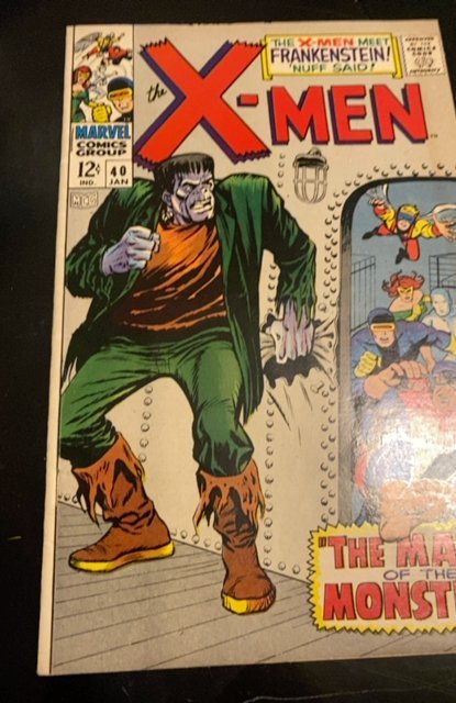 Uncanny X-Men #40 (1968) VF +++ Frankenstein's Monster. Origin Of Cyclop...