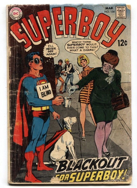 Superboy #154 comic 1968-DC Silver Age- Blind beggar cover G