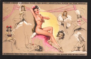 MAG: Earl Carroll Theater-Restaurant Souvenir Post Card 1940's-Pin-up girl im...