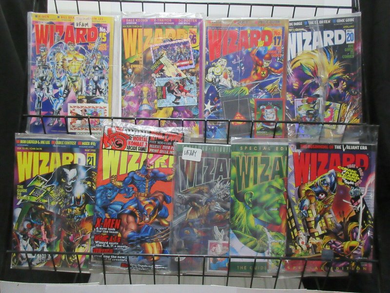 Wizard Magazine Lot of 9Diff from 1992 to 1995 Sealed in Bags with OG Goodies