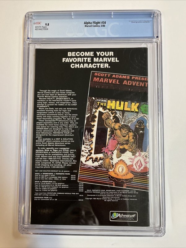 Alpha Flight (1986) # 33 (CGC 9.8 WP)  1st Full  App Lady Deathstrike