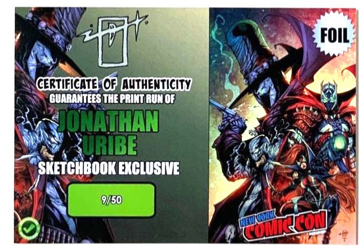 JONATHAN URIBE GUNSLINGER SPAWN SKETCHBOOK “SIGNED FOIL SET’’ NYCC 2025 W/COA NM