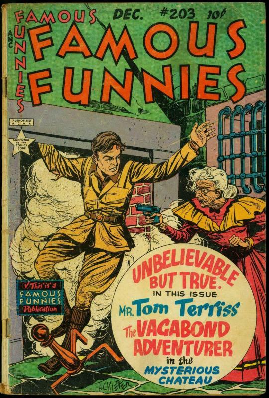 Famous Funnies #203 1952- Vagabon Adventurer- HC Kiefer Incomplete POOR