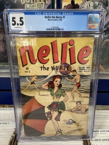NELLIE THE NURSE #1 CGC 5.5 OW PAGES  MARVEL COMICS 1945