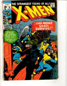 (Uncanny) X-Men # 70 FN- Marvel Comic Book Sentinels Iceman Beast Cyclops CR54B