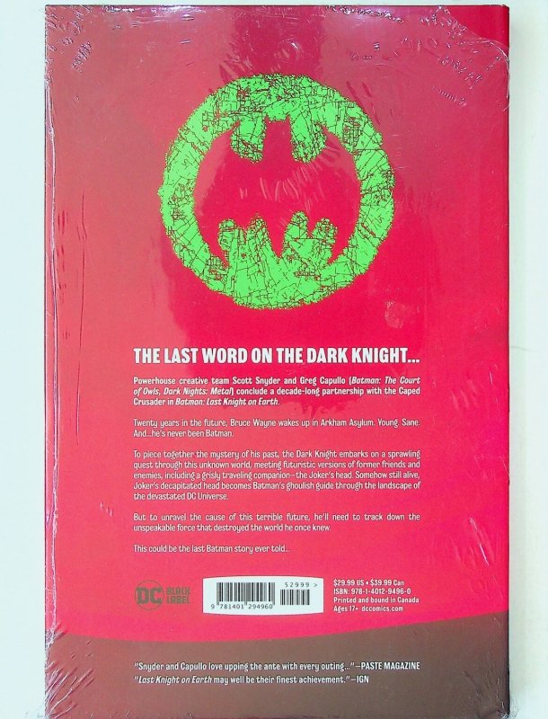 Batman Last Knight on Earth Hardcover DC Black Label Scott Snyder Capullo