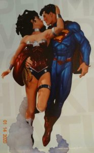 SUPERMAN AND WONDER WOMAN THE KISS STATUE Promo Poster, 11 x 17, 2013, DC Unused 