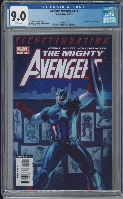 Mighty Avengers 13 CGC 9.0 VFNM 1st Secret Warriors Avengers 16 Homage Cover KEY