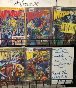 WIZARD Magazine #15,17,21-23  (1992-1993) ALL POLYBAGGED! bonus cards galore