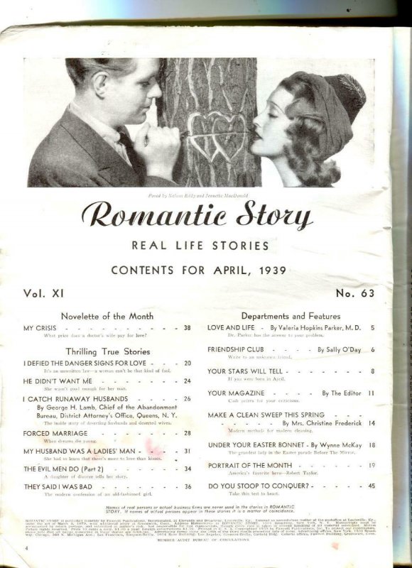 Romantic Story-Jeanette MacDonald-Apr-1939