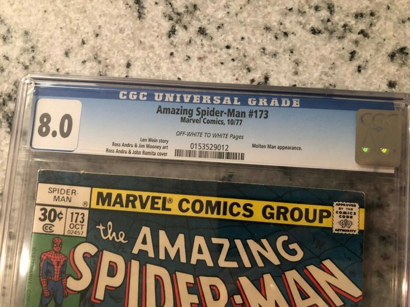 Amazing Spider-Man # 173 VF CGC 8.0 GRADED Marvel COMIC Book Molten Man TJ1