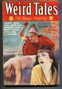 PULP:  Weird Tales 3/1932-human sacrifice cover-Vampires-Pulp Magazine