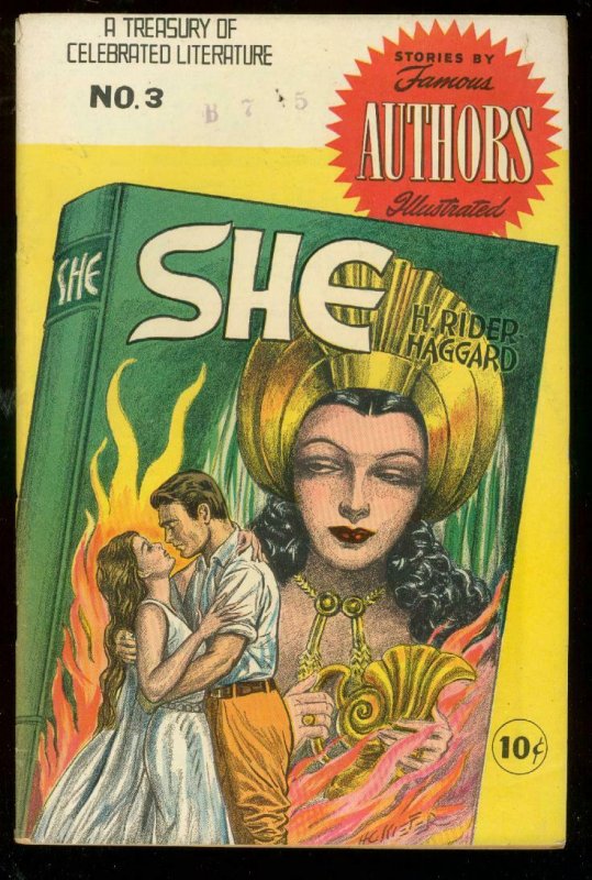 SHE-FAMOUS AUTHORS ILLUSTRATED COMIC #3 H RIDER HAGGARD FN 