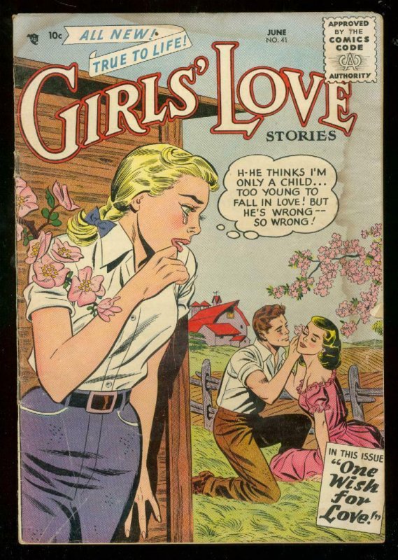 GIRLS LOVE STORIES #41 1956-ROMANCE-LOVE TRIANGLE-DC G