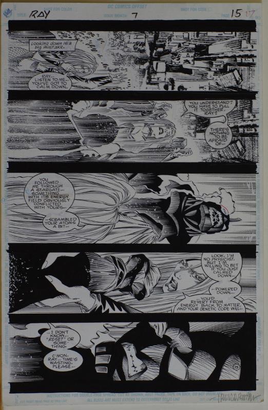 HOWARD PORTER / ROBERT JONES original art, RAY #7 pg 15, 11x 17, 1994, Signed
