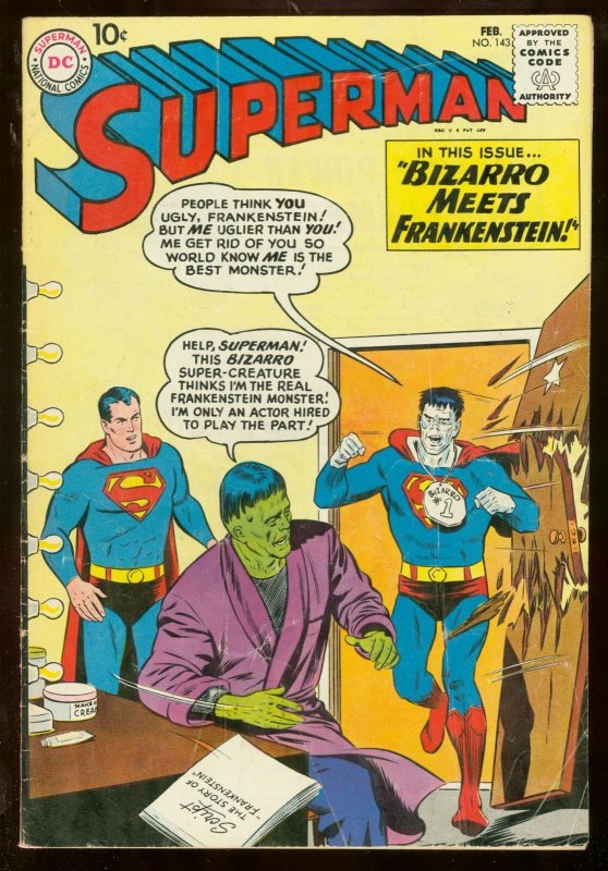 Superman #143 1961- Bizarro meets Frankenstein cover- VG