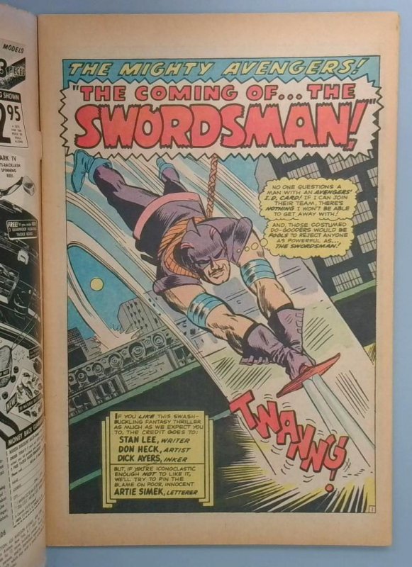 Avengers #19, FN 1st Swordsman Marvel Comics, Aug 1965 JR1