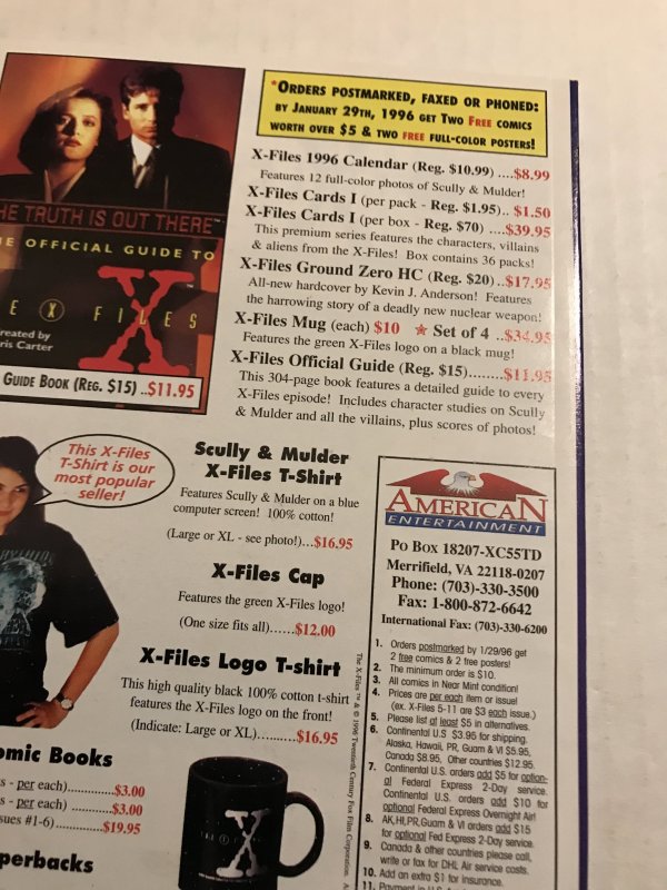 THE X-FILES Comic Digest #1 : Topps 12/95 VF/NM; Newsstand Variant, TV, Mulder