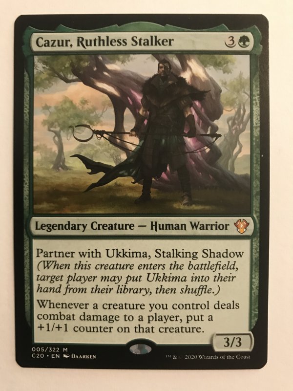 CAZUR, RUTHLESS STALKER : Magic the Gathering MTG card; COMMANDER  2020, NM