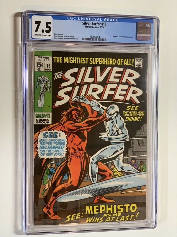 Silver Surfer 16 Cgc 7.5 Ow/w Pages Marvel Silver Age