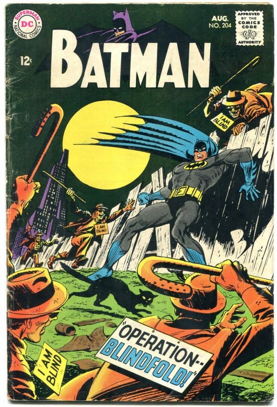 BATMAN #204 1968- Operation Blindfold- DC Silver Age VG