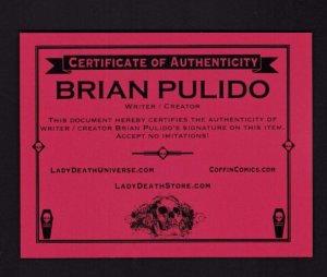 Lady Death: PIn-Ups #1 Conquest Edition 11 x 17 Art Print SIGNED w/COA