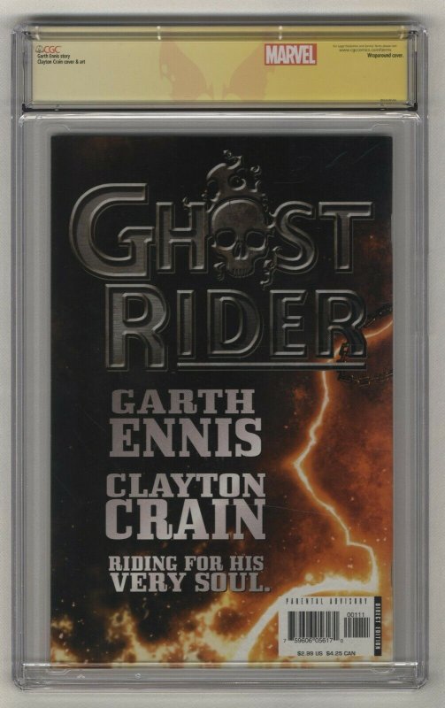 Ghost Rider #1 - CGC 9.2 - Signature Series - 2005 - Clayton Crain!