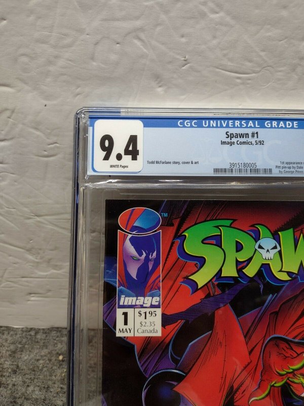 SPAWN 1 1992 CGC 9.4 WHITE PAGES 1st Appearance of Al Simmons - Todd McFarlance