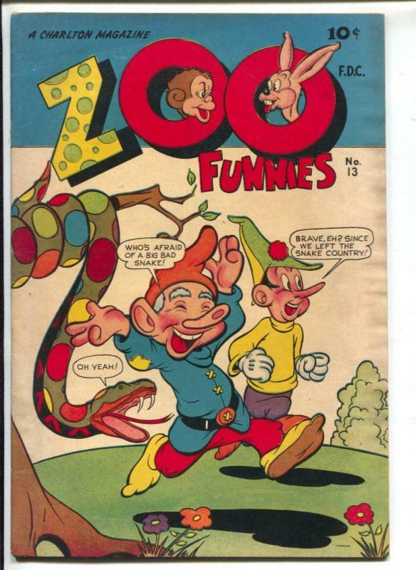 Zoo Funnies #13 1947-Charlton-funny animals-Toy Town Frolicssnake--FN/VF