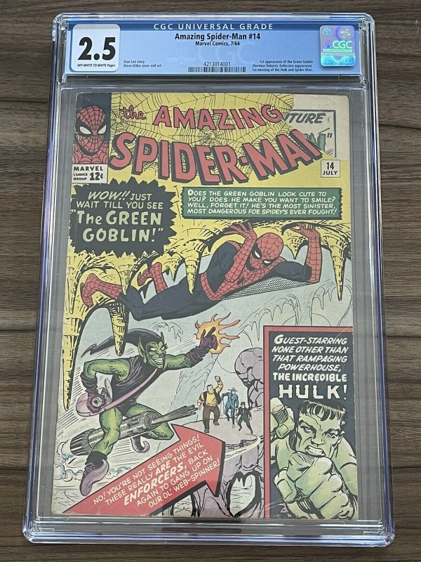 The Amazing Spider-Man #14 Marvel 1964 1st Green Goblin CGC 2.5 Hulk Appearance 