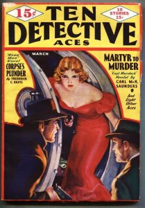Ten Detective Aces 3/1935-Ace-Gun Moll cover-RARE PULP MAG