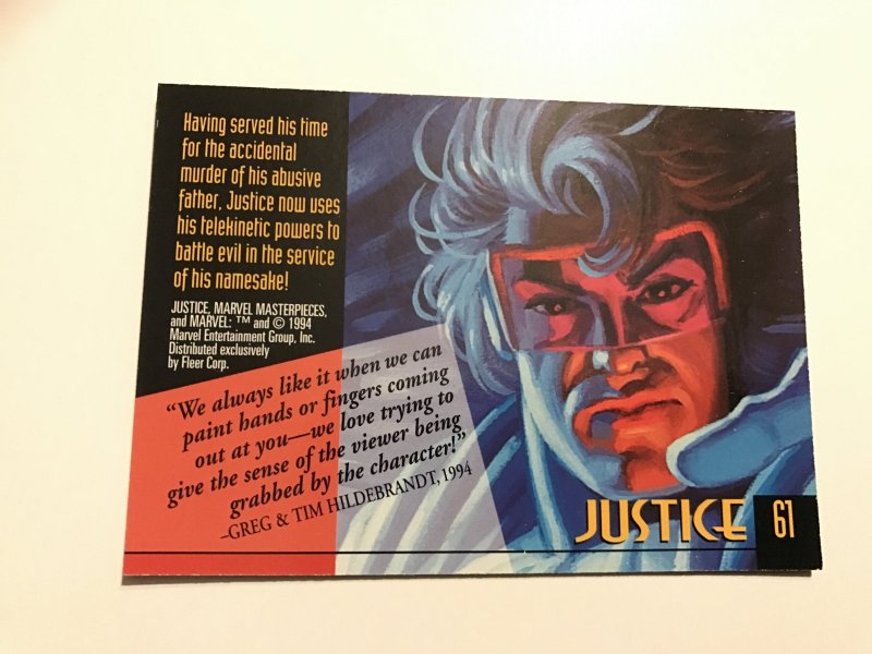 JUSTICE #61 card : 1994 Marvel Masterpieces, NM; Hilderbrandt art