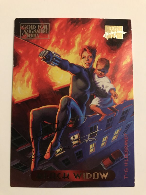 BLACK WIDOW #9 card : 1994 Marvel Masterpieces, NM; GOLD SIGNATURE Hilderbrandt
