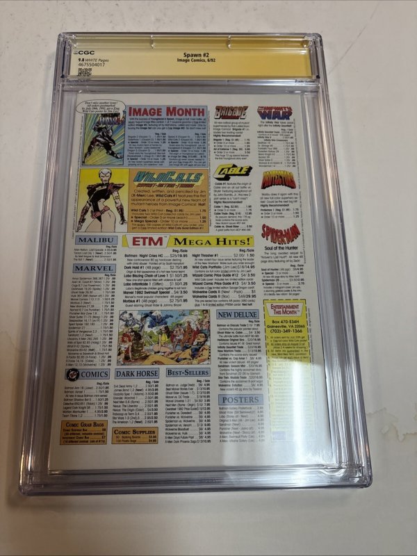 Spawn (1992) # 2 (CGC 9.8 SS) Signed & Sketch Ken Stacy * 1st Full App